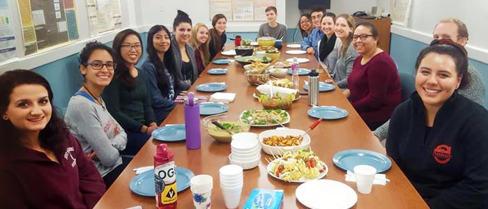 Photo of the Nutritian Association students enjoying a pot luck dinner